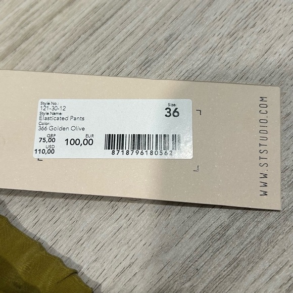 NWT Supertrash ST Studio Olive Green Pull On Elastic Waist Pants Size S EU 36 - Picture 5 of 10